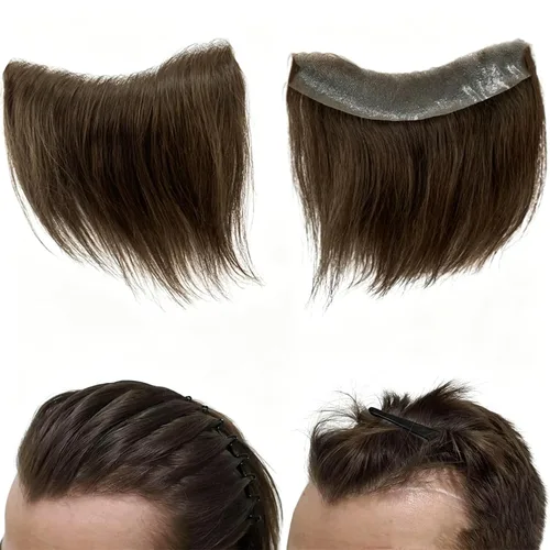 Miniatura 12 de Voloria Tupé de cabello humano 100 % de piel sintética para hombre, peluca frontal para retroceso, sistemas de reemplazo de línea capilar natural
