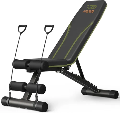Fitgoods Banco de pesas ajustable para gimnasio en casa, banco de entrenamiento plegable de 700 libras con 9 respaldos, prensa de banco multiusos