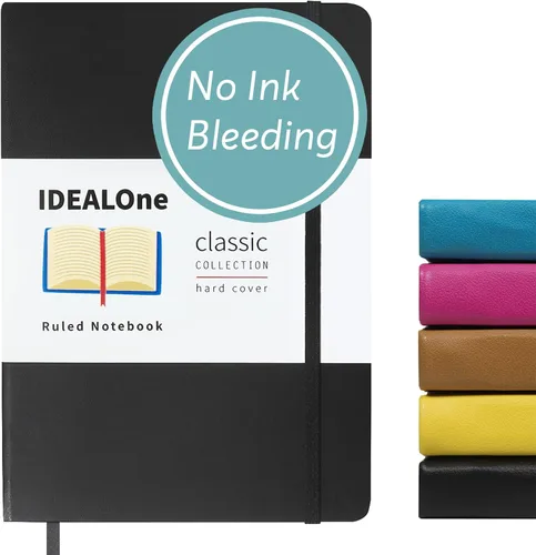 Miniatura 9 de IDEALOne Cuaderno de cuero de tapa dura forrado, A5 (5.7 x 8 pulgadas), cuadernos de diario con rayas universitarias, 160 páginas, papel grueso