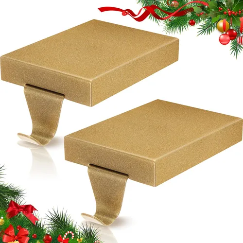 Miniatura 10 de Soportes de calcetines de Navidad de Zonon para repisa, ganchos de hierro resistentes para calcetines, mantel con almohadilla protectora
