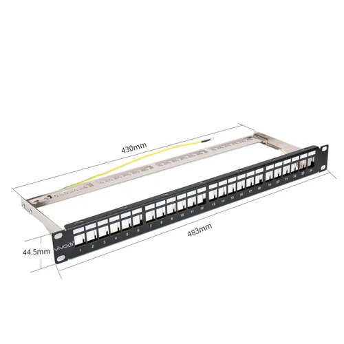 Miniatura 3 de Panel de conexión en blanco modular del marco del panel de conexión de los puertos FTP de 1U 24 puertos Panel de conexión en blanco para montaje