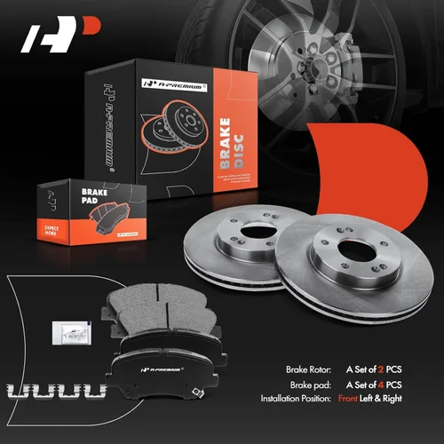 Miniatura 8 de A-Premium Kit de rotores de freno de disco ventilados delanteros de 11.02 pulgadas (280mm) + pastillas de cerámica compatibles con modelos selectos