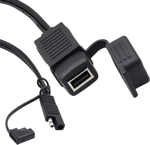 Miniatura 2 de GELRHONR SAE - Cable de conexión rápida a USB para motocicleta, puerto USB de 5 V 2.1 A, enchufe de alimentación con cubierta impermeable