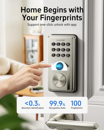 Miniatura 2 de Cerradura inteligente de entrada sin llave con teclado electrónico, control de aplicación y bloqueo automático, fácil de instalar para puerta Níquel
