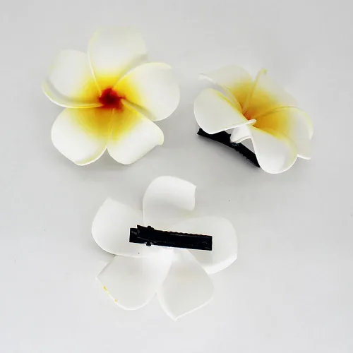 Miniatura 2 de 10 pinzas de flores hawaianas de plumeria hawaiana, pasadores de pelo para fiesta en la playa, horquillas artificiales de flores tropicales