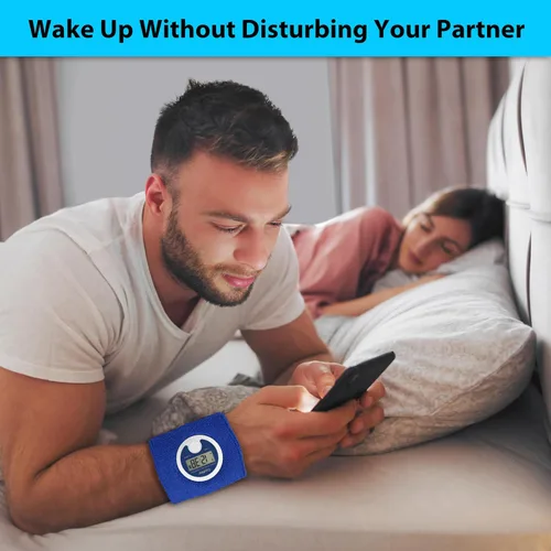 Miniatura 2 de Coolfire - Reloj despertador con banda de sudoración vibratoria, pulsera de alarma silenciosa para despertarse, reloj de vibración para parejas, Azul