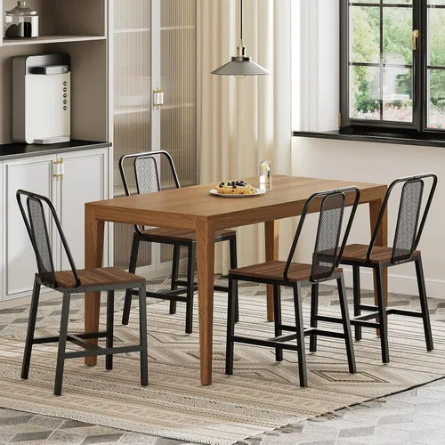Miniatura 9 de YATINEY CY01L4BH - Juego de 4 sillas de comedor de madera, sillas de comedor de granja con soporte trasero, para sala de estar, cocina, nogal oscuro