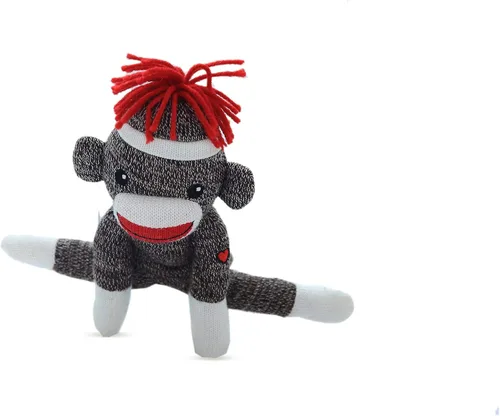 Miniatura 6 de Plushland Adorable mono calcetín de 8 pulgadas de alto, suave y realista, juguete de peluche de punto, para niños, bebés, adolescentes, niñas