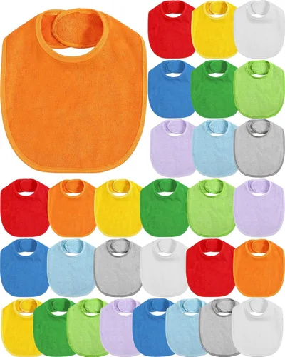 JaGely Paquete de 30 baberos de muselina para bebé, multicolor, sólido, unisex, impermeable, alimentador ajustable para dentición y babeo para Color