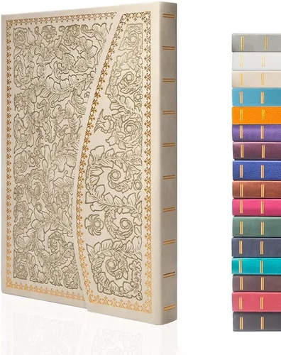 VICTORIA'S JOURNALS Diario con Imán, Cuaderno Vintage Tallado de Piel Sintética con Tapa Dura, Diario Personal con Páginas Rayadas y Marcador de