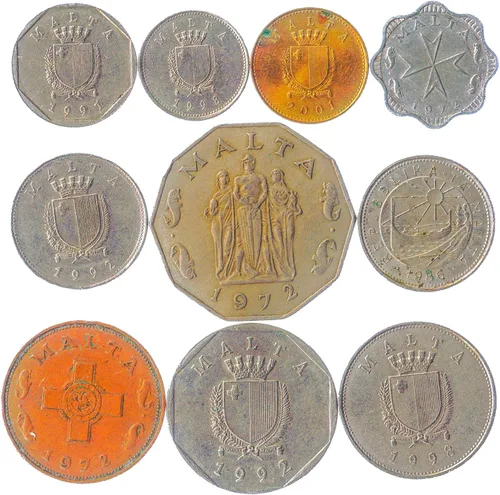 Miniatura 2 de Malta 10 Monedas Mixtas Moneda Maltesa Mils Céntimos Desde 1972