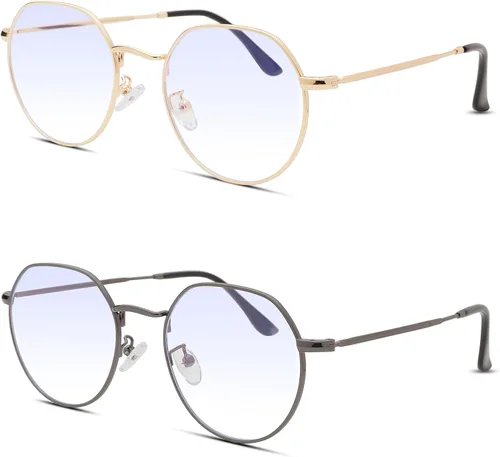 Miniatura 16 de Pro Acme Gafas redondas de moda Metal Clear Lens Frame Vintage Unisex Gafas 53MM