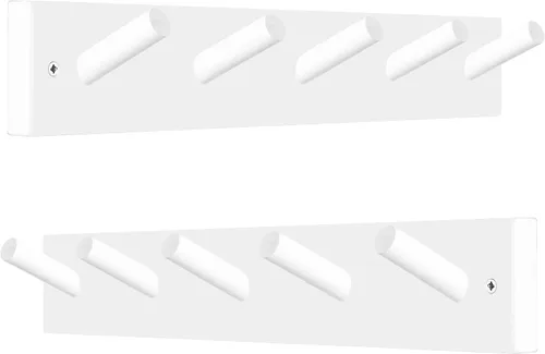 Miniatura 9 de WEBI Perchero Montado en la Pared, 16" de Agujero a Agujero, Colgador de Abrigos para Pared con 5 Ganchos para Colgar, Perchero de Ganchos Riel