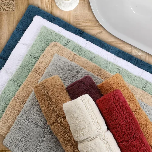 Miniatura 12 de Superior Juego de alfombras de baño antideslizantes de algodón con respaldo de látex en aerosol, 20 x 30 pulgadas, 24 x 36 pulgadas, 2 piezas, salvia
