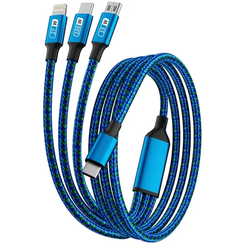Miniatura 17 de Cable de carga múltiple (paquete de 2 de 4 pies), cable de carga múltiple de nailon trenzado para múltiples dispositivos, cable de carga 3 en 1