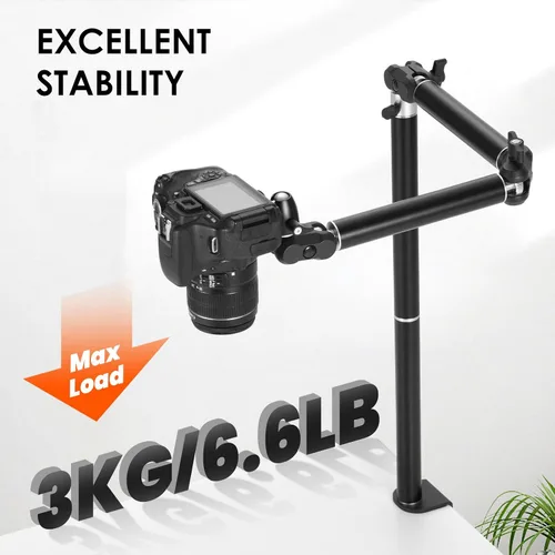 Miniatura 3 de TARION Soporte de Escritorio para Cámara de Arriba: Brazo Articulado con Abrazadera de Cámara, Tornillos de 3/8'' y 1/4'', Montura de Mesa