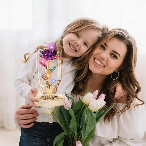 Miniatura 4 de Regalos de rosas para el día de la madre, rosas de cristal de galaxia preservadas para siempre, rosas iluminadas en cúpula de cristal, regalos de B