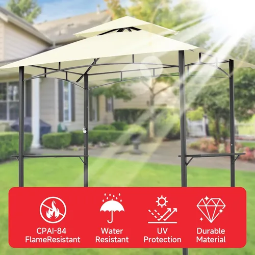Miniatura 6 de Grill Gazebo Replacement Canopy Top Only - 5' x 8' Outdoor BBQ Gazebo Canopy Roof, Waterproof Double Tiered Shelter Cover Fit for Model L-GG001PST-F