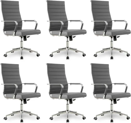 Miniatura 49 de Okeysen Office Desk Chair, Ergonomic Leather Modern Conference Room Chairs, Executive Ribbed Height Adjustable Swivel Rolling Chair for Home Office