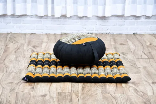 Miniatura 9 de Leewadee Juego de cojines de meditación: 1 almohada redonda de meditación Zafu y 1 alfombrilla de meditación Zabuton cuadrada enrollable, paquete