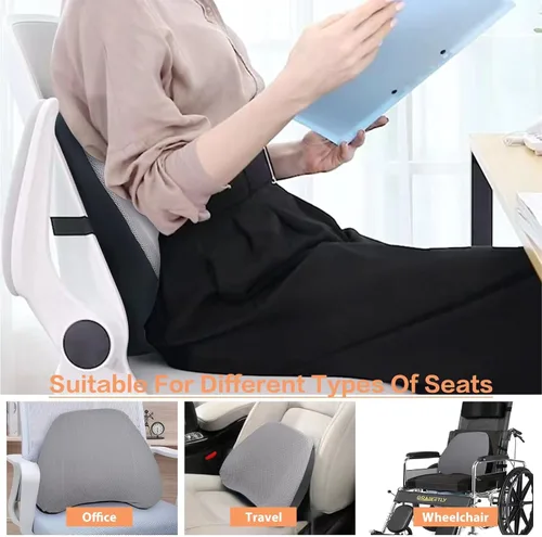 Miniatura 4 de Almohada Lumbar Súper Cómoda, Almohada de Soporte Lumbar para Alivio del Dolor de Espalda con Correa Ajustable, 100% Espuma Viscoelástica y Funda