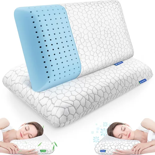 Miniatura 10 de CushZone Almohadas de espuma viscoelástica para dormir, almohada de cama con funda extraíble y lavable a máquina, almohada de cama para dormir