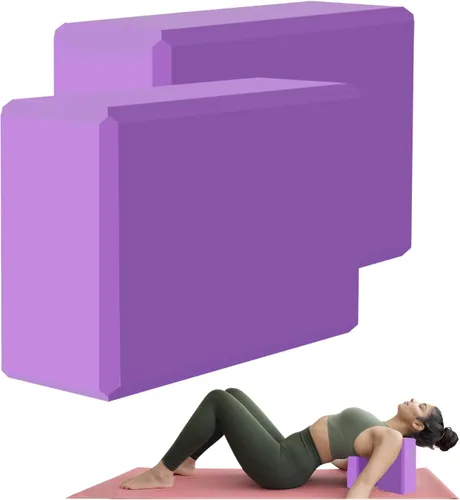 Miniatura 11 de Bloque de yoga – Espuma EVA de soporte sin látex – Superficie suave antideslizante con bordes biselados para yoga, pilates, meditación – Accesorios