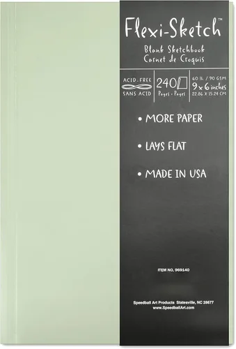 Speedball Art Products Flexi Sketch - Diario de artista en blanco, 9 x 6 pulgadas, niebla, 9 x 6 pulgadas