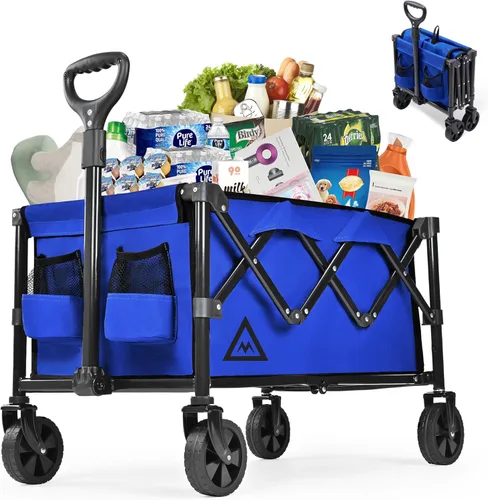 Miniatura 11 de Carro de Compras Plegable con Ruedas Grandes para Playa, Jardín, Exterior, Utilidad Todo Terreno, Carga Pesada, Carros de Compras Portátiles