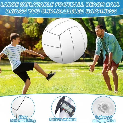 Miniatura 3 de Libima Pelotas inflables gigantes de voleibol de playa de 27 pulgadas, pelota deportiva inflable, voleibol blanco, juegos de piscina, juguetes