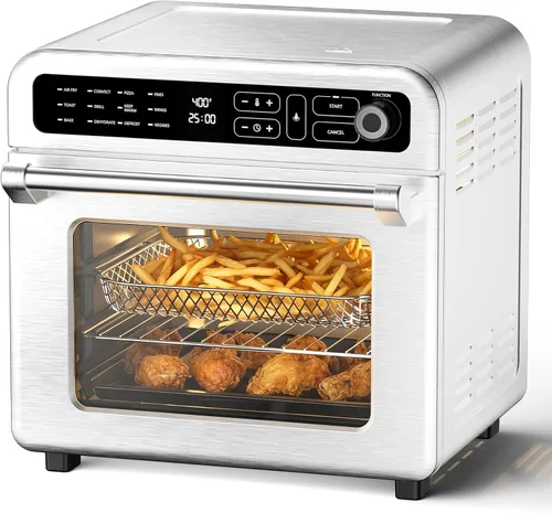 Miniatura 10 de WAA Horno tostador con freidora de aire, combo de horno tostador de 19 cuartos de galón, encimera digital 12 en 1, tostado de convección natural