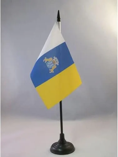 Miniatura 2 de Bandera de mesa de Andalucía 4'' x 6'' - Bandera de escritorio de la región española de Andalucía 5.9 x 3.9 in - Barra y base de plástico negro - AZ