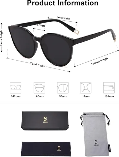 Miniatura 6 de SOJOS Oversized Round Sunglasses for Women and Men