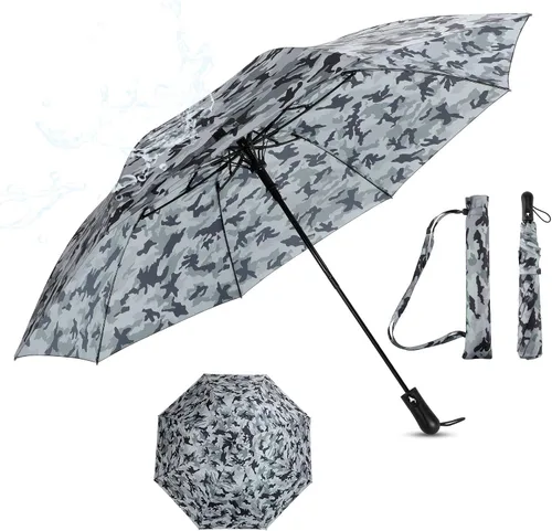 Miniatura 9 de Paraguas de viaje resistente al viento para lluvia, fácil de abrir automáticamente, paraguas duradero y compacto, marco de metal fuerte, paraguas