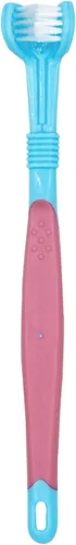 Miniatura 2 de Cepillos de dientes para perros, 2 unidades, azul amarillo, adecuados para perros adultos, diseño de tres caras para una fácil limpieza