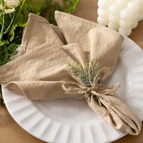 Miniatura 21 de Socomi Servilletas de tela beige de verano, lavables, reutilizables, a granel, de lino, algodón, juego de 4 servilletas de 17 x 17 pulgadas