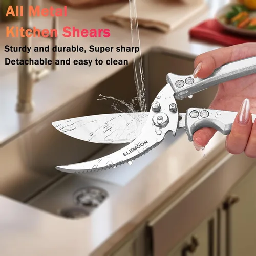 Miniatura 5 de Tijeras resistentes para aves de corral, para cortar carne, aptas para lavavajillas y alimentos, tijeras de cocina de acero inoxidable para pollo