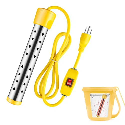 Calentador de agua de inmersión de 1500 W, certificado UL, calentador de agua sumergible portátil con control inteligente de temperatura, acero