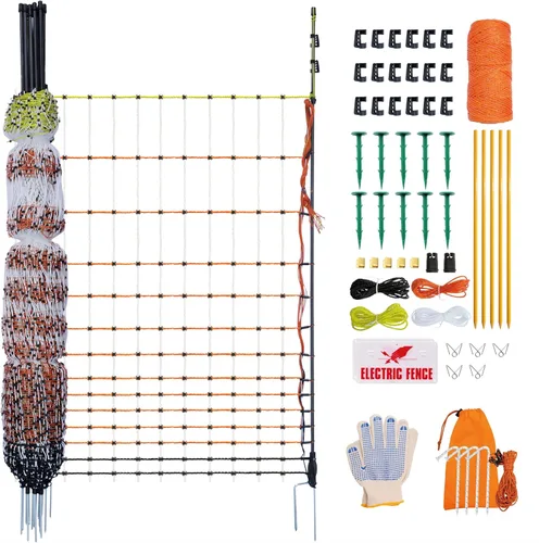 Valla de red eléctrica para aves de corral, 47.3 pulgadas de alto (se puede elevar manualmente a 59.1 pulgadas de alto) x 65.6 pies de largo para