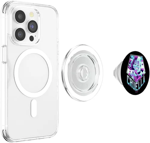 Miniatura 4 de Disney Villains Cruella Neon Portrait PopSockets MagSafe PopGrip para iPhone