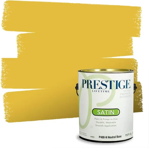 Miniatura 196 de PRESTIGE Pinturas Pintura Exterior e Imprimación En Uno, 1 Galón, Satinado, Pareja Comparable de Benjamin Moore* Amarillo* 320BM-PCM