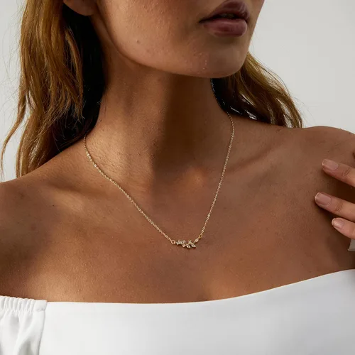 Miniatura 2 de Ascomy - Collar con dije de oro delicado, chapado en oro de 14 quilates, collar con colgante de hoja de circonia cúbica con forma de corazón