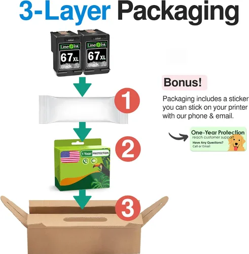 Miniatura 6 de Limeink 2 cartuchos de tinta remanufacturados de repuesto para HP Ink 67 XL para HP 67xl Black Cartridge 67xl Impresora Black Envy 6000 para 67-2