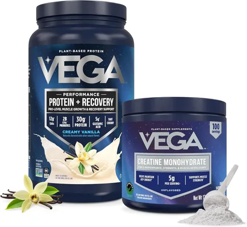 Miniatura 23 de Vega Sport proteína en polvo vegana + recuperación - 30g de proteína a base de plantas por porción, vainilla, 45 porciones, 5g de BCAA, probióticos