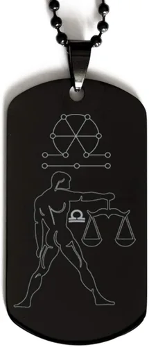 Libra Sign Constellation Dog Tag Necklace,Astrology Necklace,Horoscope Jewelry,Engraved Dog Tag,Zodiac Birthday,Made with Zodiac