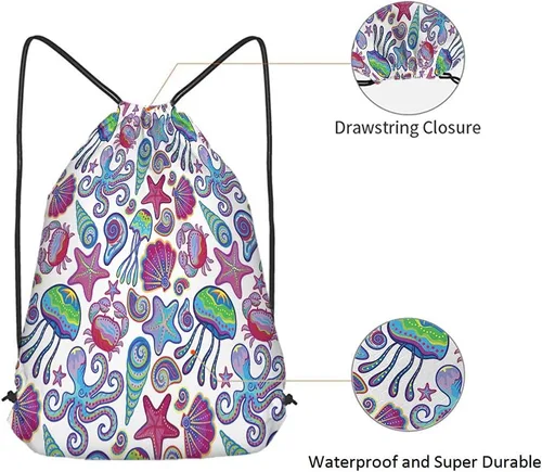 Miniatura 5 de Beabes Bolsas con cordón de unicornio, mochila y bolsa de gimnasio con cordón, Multi-a63, Mochilas de viaje