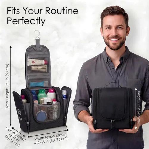 Miniatura 3 de Bolsa de Aseo de Viaje Bago Bolsa de Aseo Impermeable Colgante Bolsa de Aseo Grande para Baño y Viaje Organizador de Bolsa de Artículos de Tocador