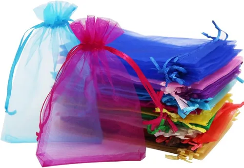 SumDirect 110 bolsas de organza con cordón transparente de 4 x 6 pulgadas, bolsas de joyería de organza de colores mixtos para bodas, fiestas,