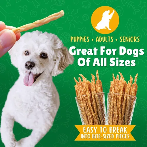 Miniatura 3 de Golosinas de Cecina de Pollo en Tiras para Perros – Palitos de Pollo para Perros Fabricados y Obtenidos en los Estados Unidos – Golosinas Crujientes