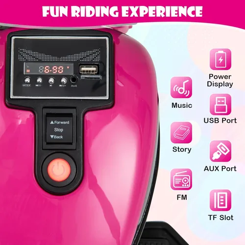 Miniatura 2 de Costzon Motocicleta para niños pequeños, motocicleta eléctrica de 6 V con ruedas de entrenamiento desmontables, arranque suave, faros delanteros